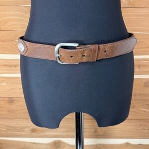 Realtree Leather Belt Genuine Leather Western Buck Deer Concho Brown Size 38‎